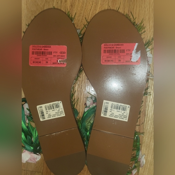 AUTHENTIC DOLCE & GABBANA FAUX GRASS WRAP UP FLORAL SANDALS SIZE 39 - Picture 5 of 7